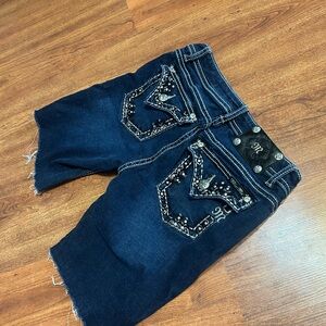 Miss Me Women's Dark Blue Embellished Denim Shorts
